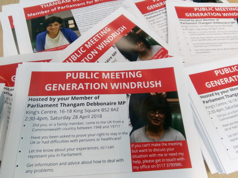 Leaflets for Windrush event