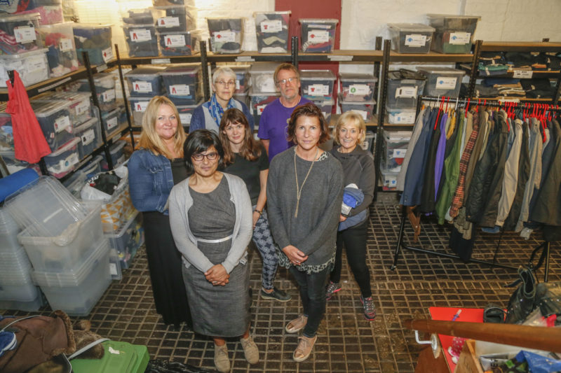 Aid Box Community volunteers and staff in the Free Shop.