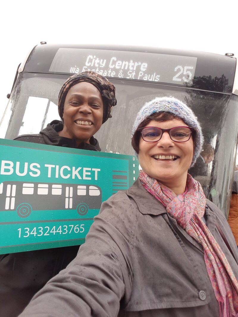 Out in rain in April with Labour Cllr Amirah Cole to welcome the new 25 bus service 